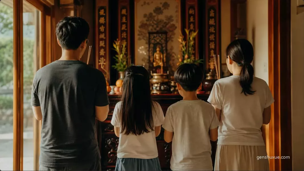 現代小家庭在家拜對年參加人員與全家虔誠上香儀軌 現代小家庭在家拜對年參加人員與全家虔誠上香儀軌