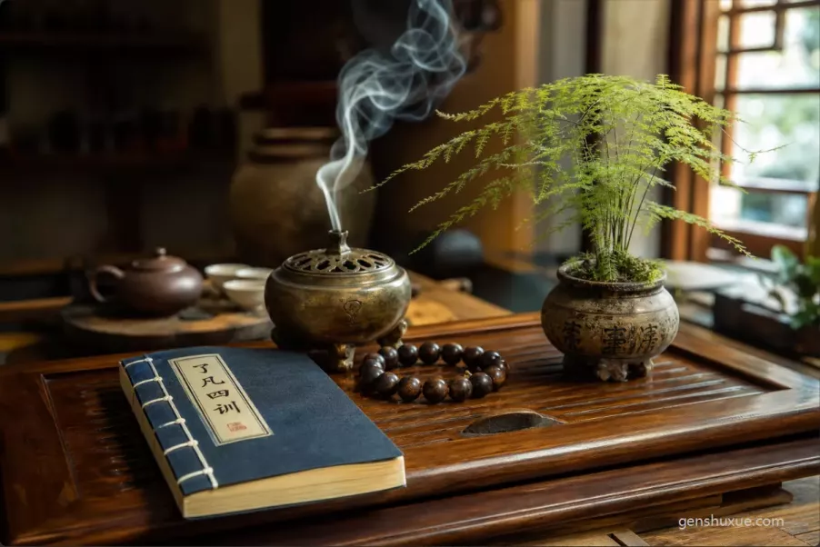 明代袁了凡《了凡四訓》古籍線裝書與香爐茶席:命由我作福自己求後天改運心法 明代袁了凡《了凡四訓》古籍線裝書與香爐茶席:命由我作福自己求後天改運心法
